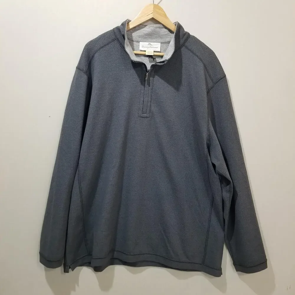 Tommy Bahama Switch It Up Pullover Mens XXL Gray Reversible Mock Neck Knit
